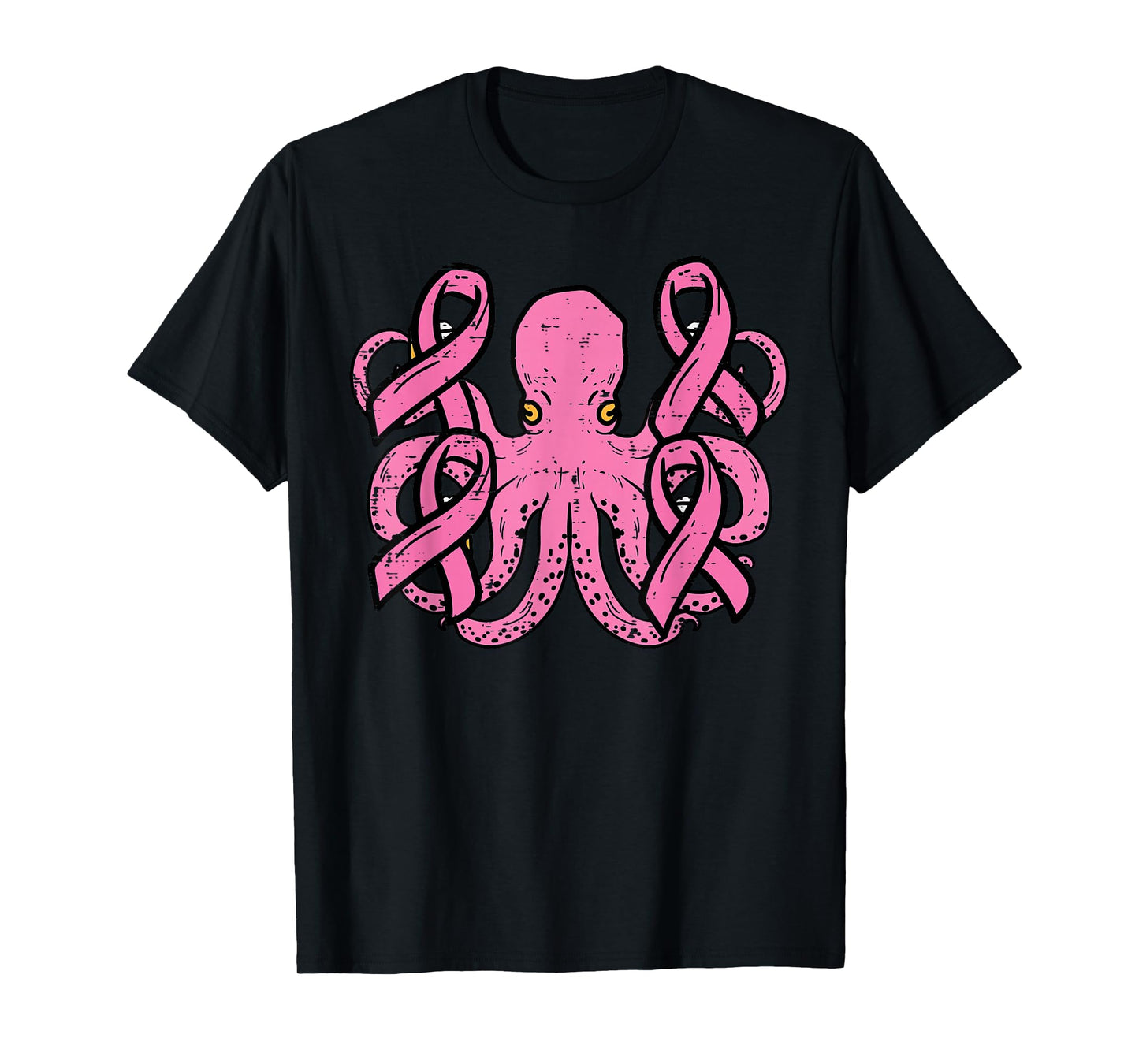 Pink Octopus Ribbon Cute Funny Breast Cancer Awareness Women T-Shirt