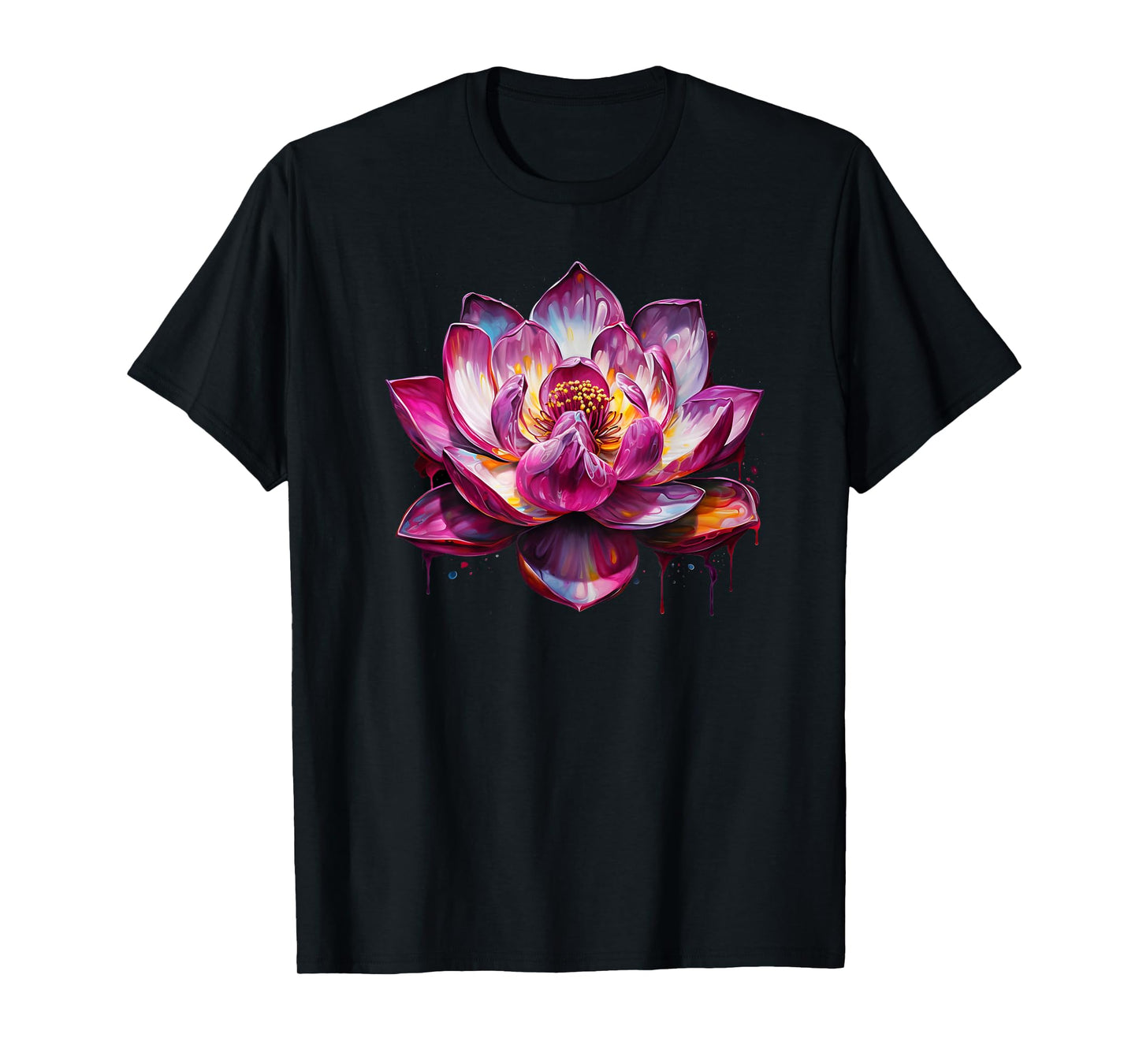 Colorful Lotus Funny Graffiti Trendy Cute Flower Fashion T-Shirt