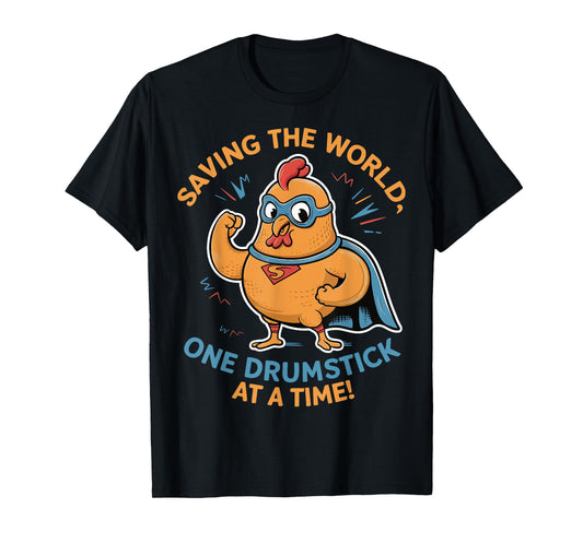 Superhero Chicken Saving the World One Drumstick at a Time T-Shirt