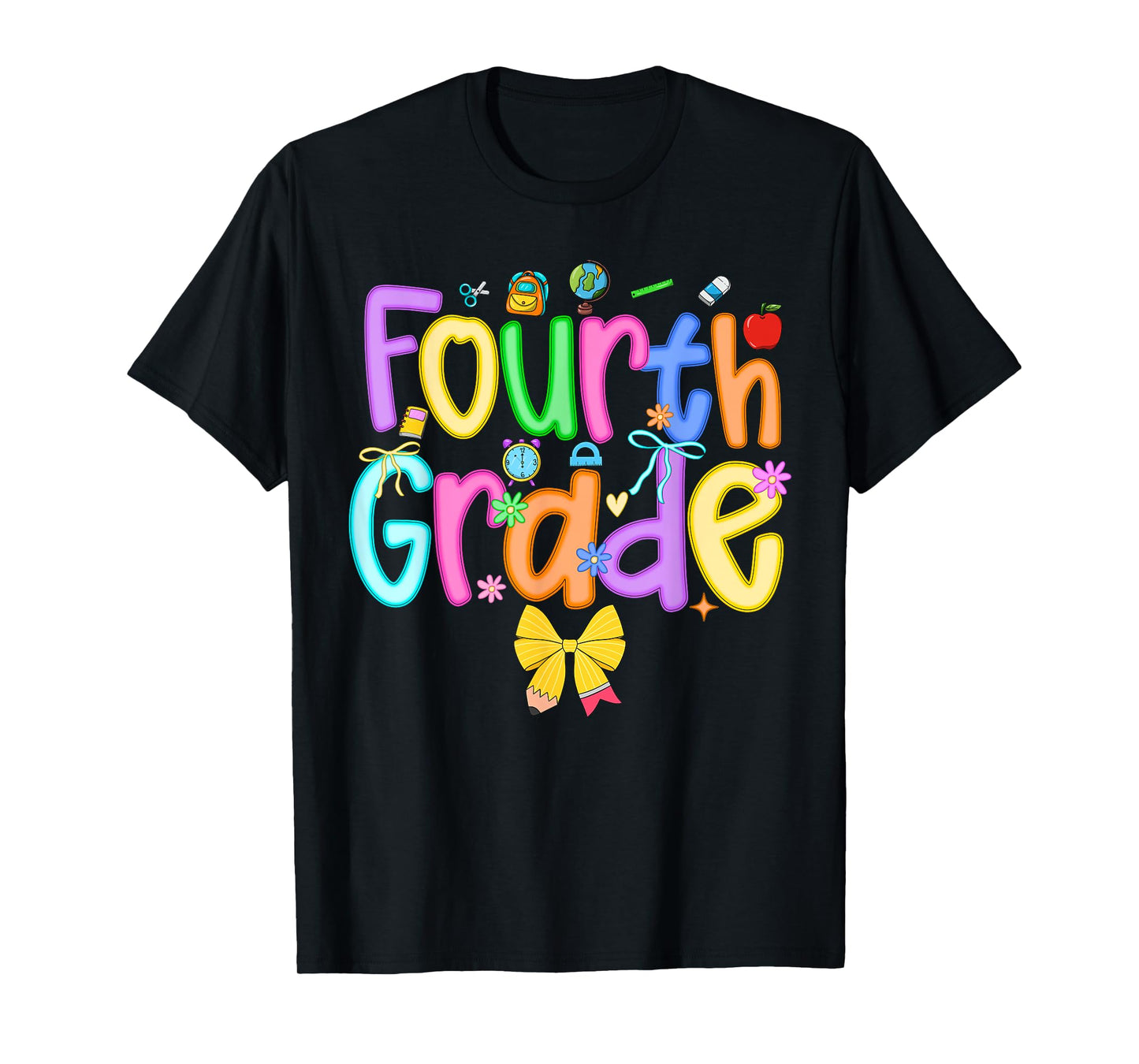 Back To School Fourth Grade Girls Bow 4th Grade Teacher Kids T-Shirt