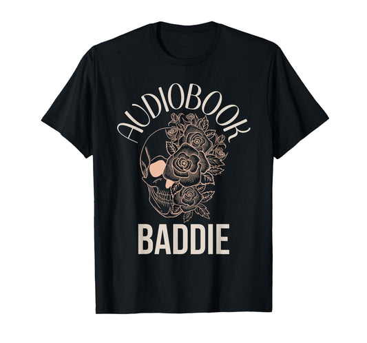 Audio Book Lovers Women Dark Romance Merch Baddie Skeleton T-Shirt