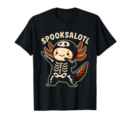 Dabbing Halloween Dab Kawaii Spooksalotl Skeleton Axolotl T-Shirt