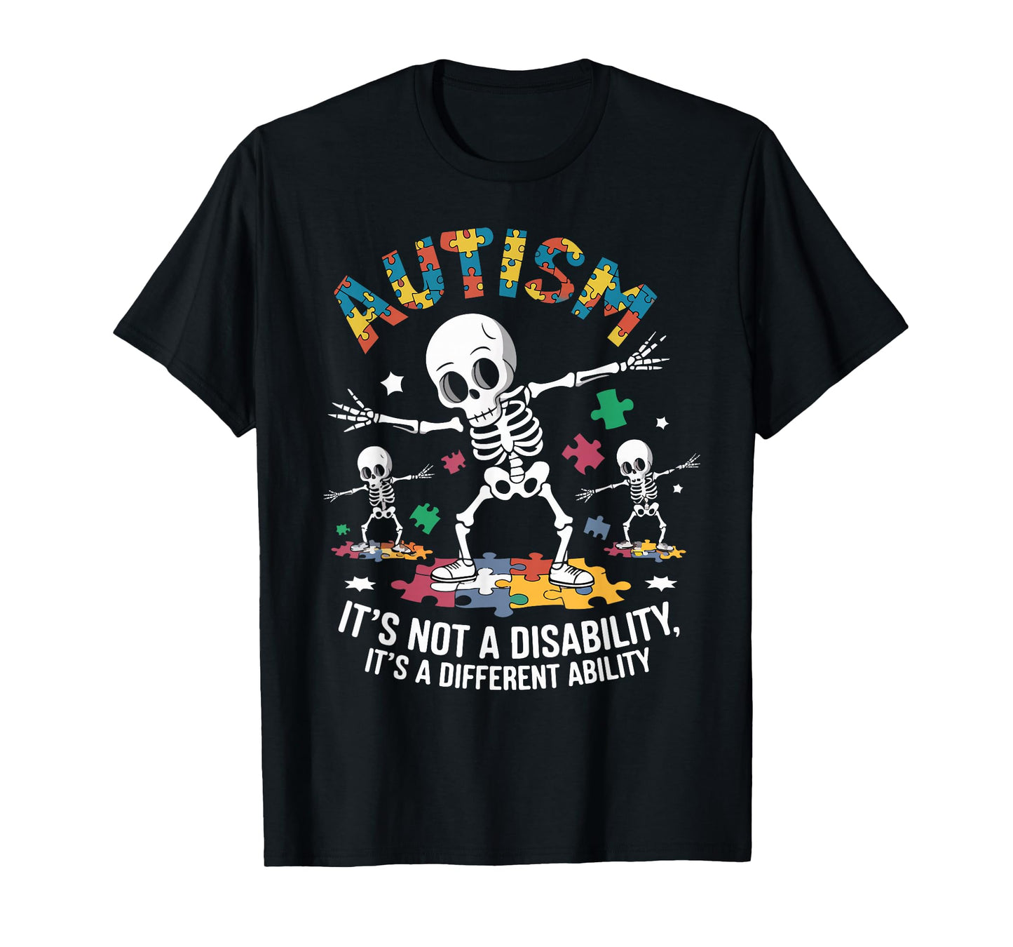 Autism Skeleton Dabbing Autistic Kids Autism Awareness T-Shirt