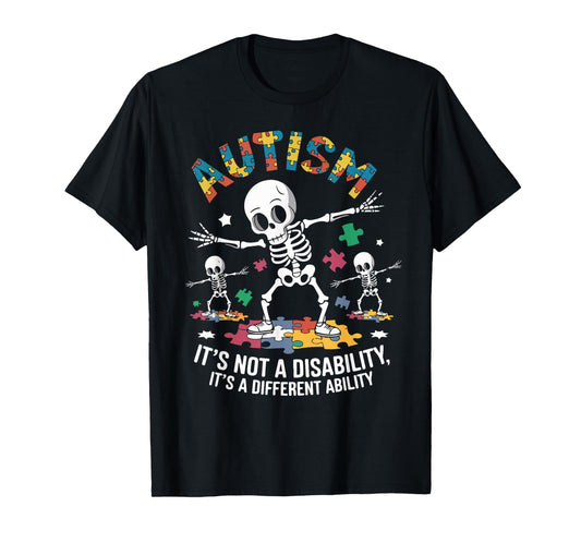 Autism Skeleton Dabbing Autistic Kids Autism Awareness T-Shirt