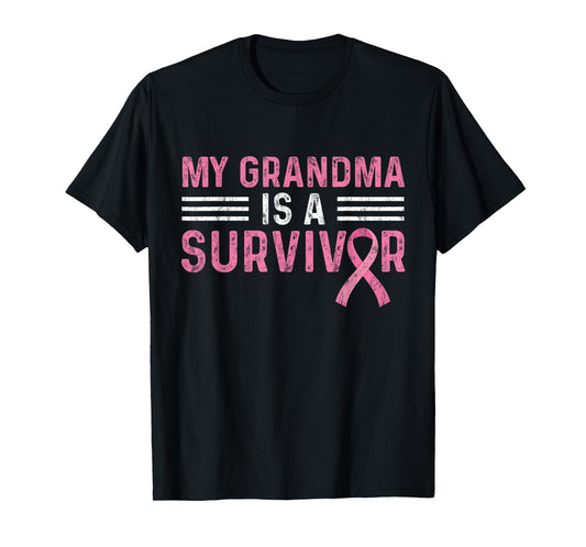 My Grandma Is A Survivor Pink Ribbon Breast Cancer Awareness T-Shirt