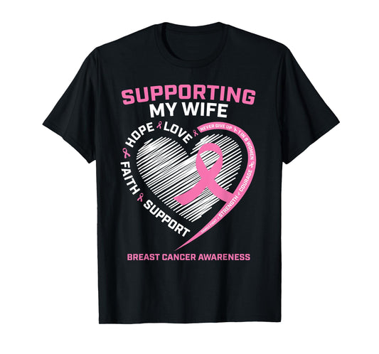 I Wear Pink For My Wife Breast Cancer Awareness Husband Men T-Shirt