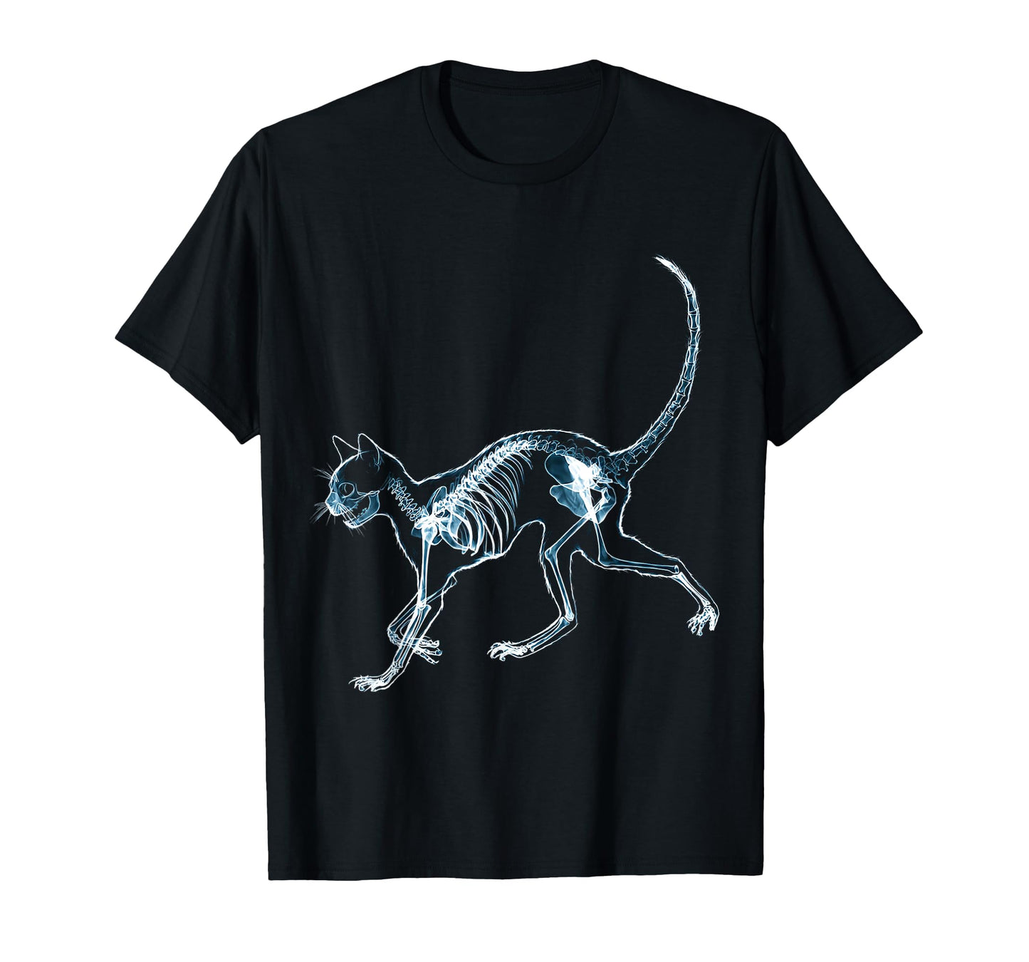 Halloween Cat Skeleton Drawing Animal Motif Halloween T-Shirt
