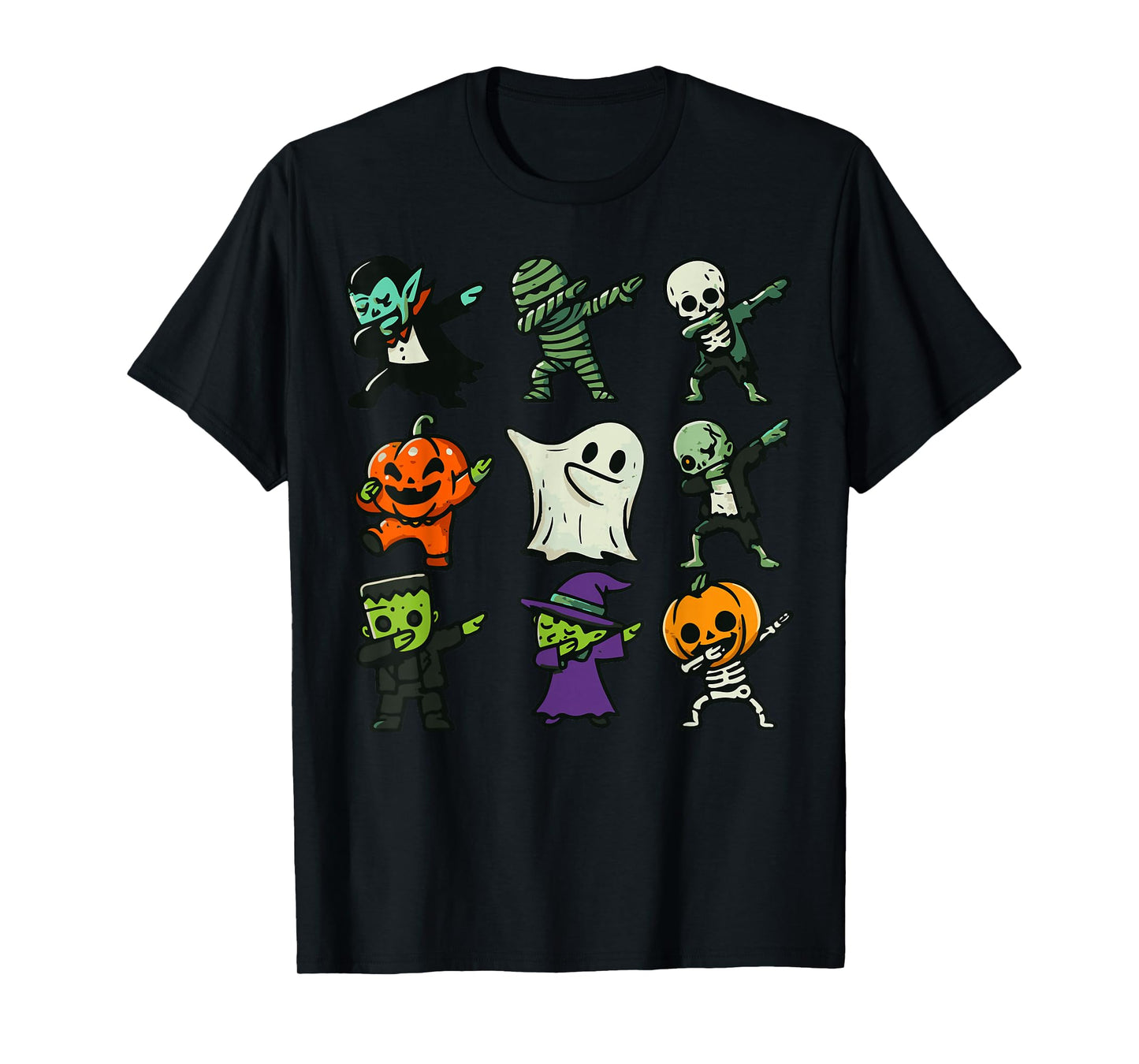 Ghost Pumpkin Skeleton Dab Costume Boys Girls Kids Halloween T-Shirt