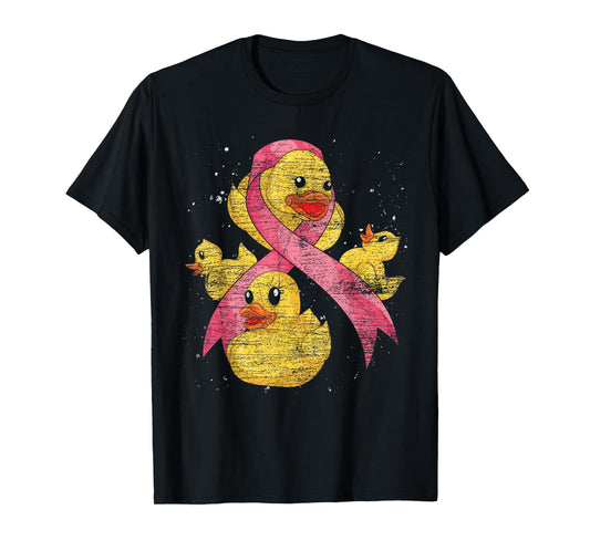 Cute Ducky Pink Ribbon Rubber Duck Breast Cancer Awareness T-Shirt