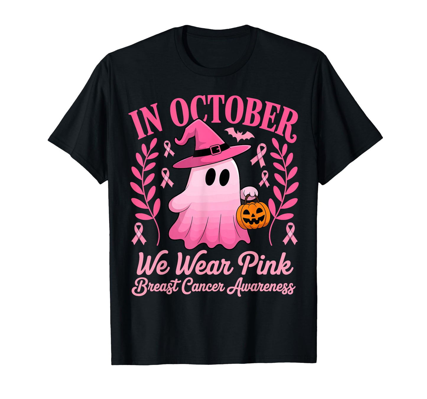 Breast Cancer Women Halloween in October We Wear Pink T-Shirt
