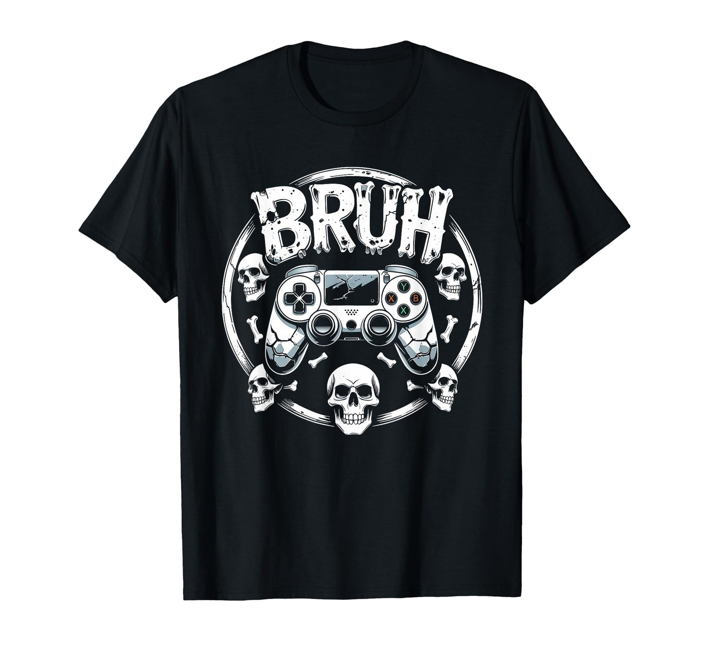 Bruh Funny Gamer Halloween Skeleton Skull Video Game Meme T-Shirt