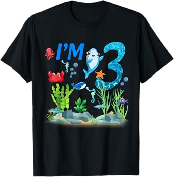 3 Year Old Ocean themed birthday Under the sea 3rd birthday T-Shirt