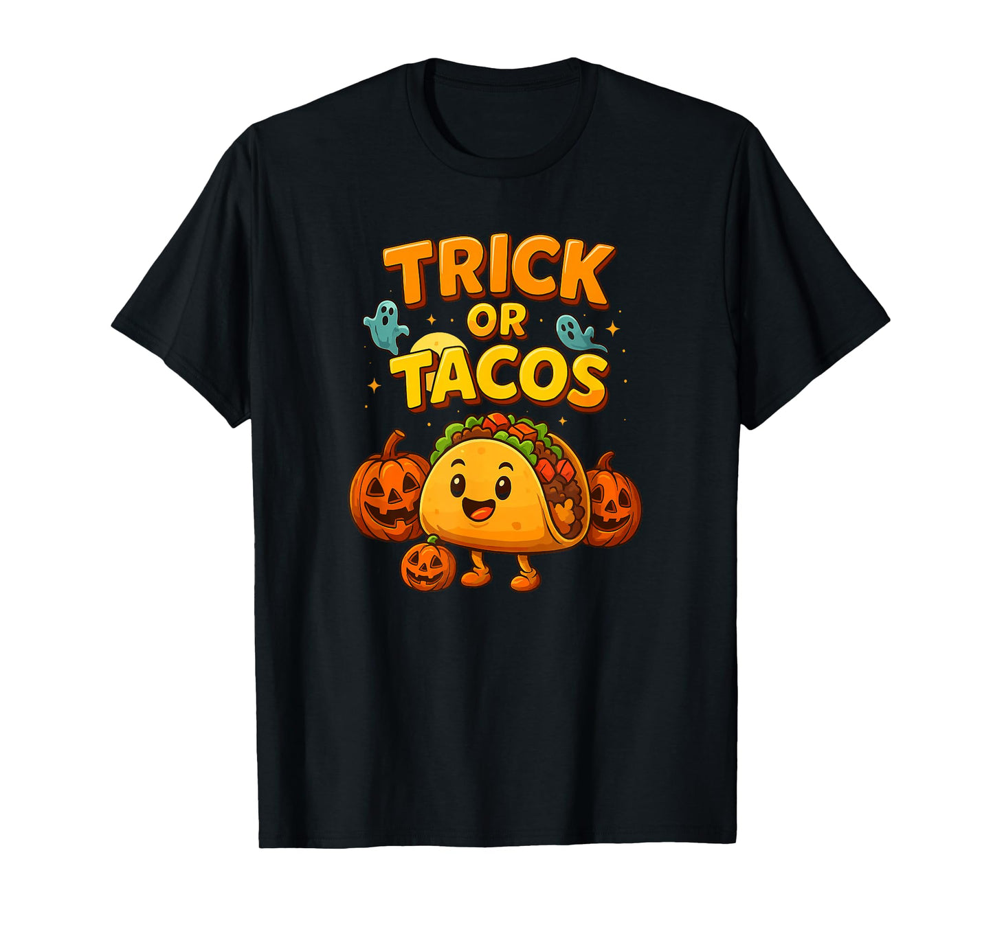 Trick Or Tacos Funny Halloween Design Spooky Pumpkin T-Shirt