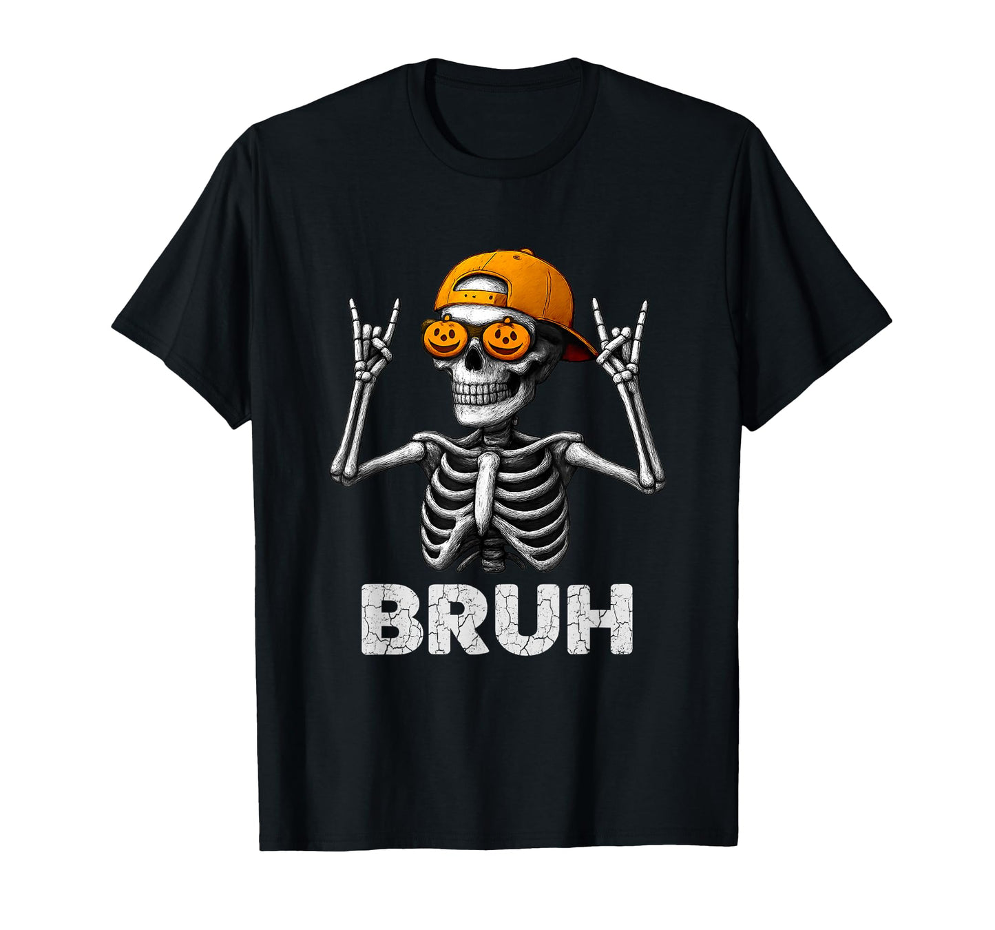 Bruh Halloween Skeleton Rock On for Mens Boys Toddlers Kids T-Shirt