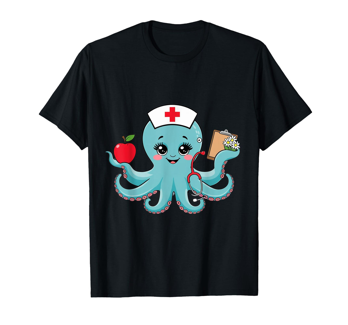 Womens Octopus Nurse Cute Animal Nursing Cartoon Ocean T-Shirt