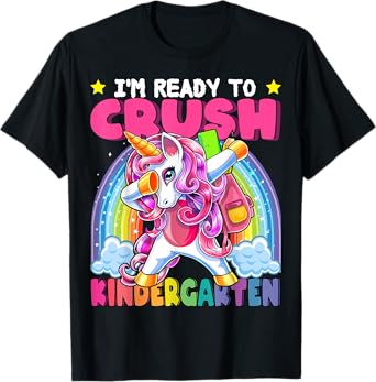 Crush Kindergarten Dabbing Unicorn Back to School Girls Gift T-Shirt