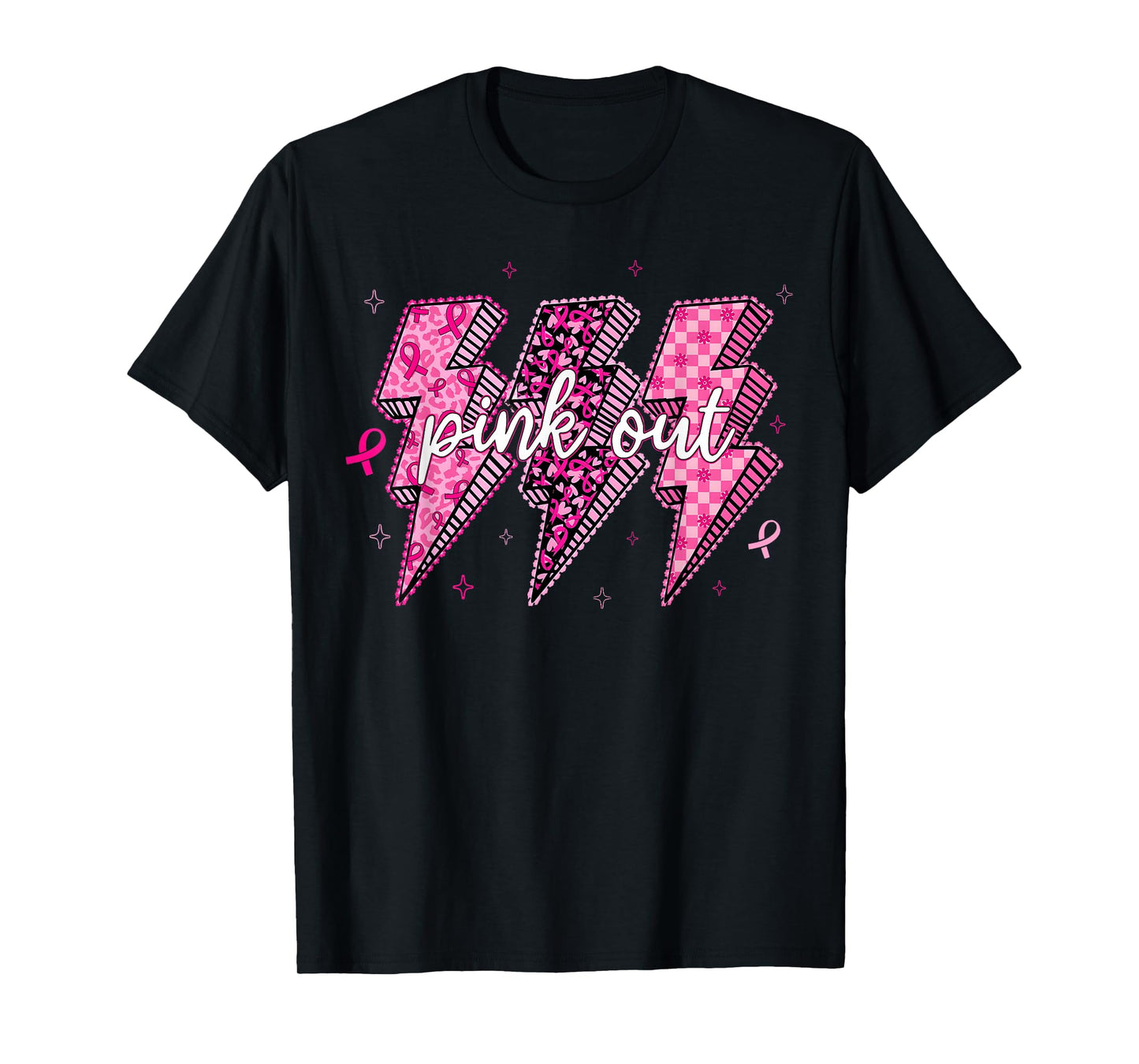 Pink Out Breast Cancer Awareness Football Womens Lightings T-Shirt