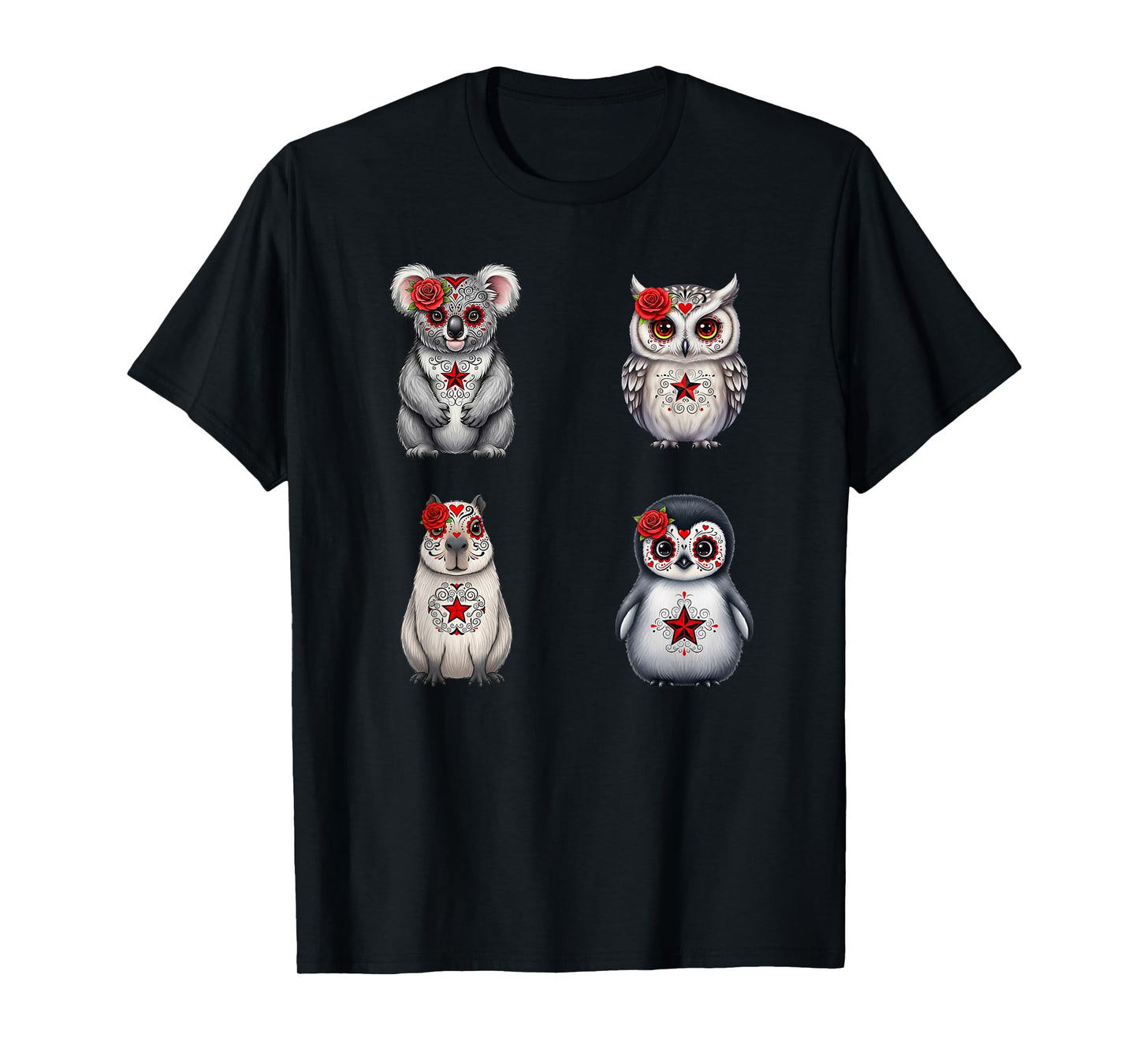 Cute Sugar Skull Animals Halloween T-Shirt