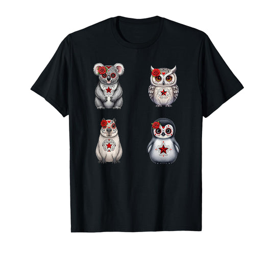 Cute Sugar Skull Animals Halloween T-Shirt