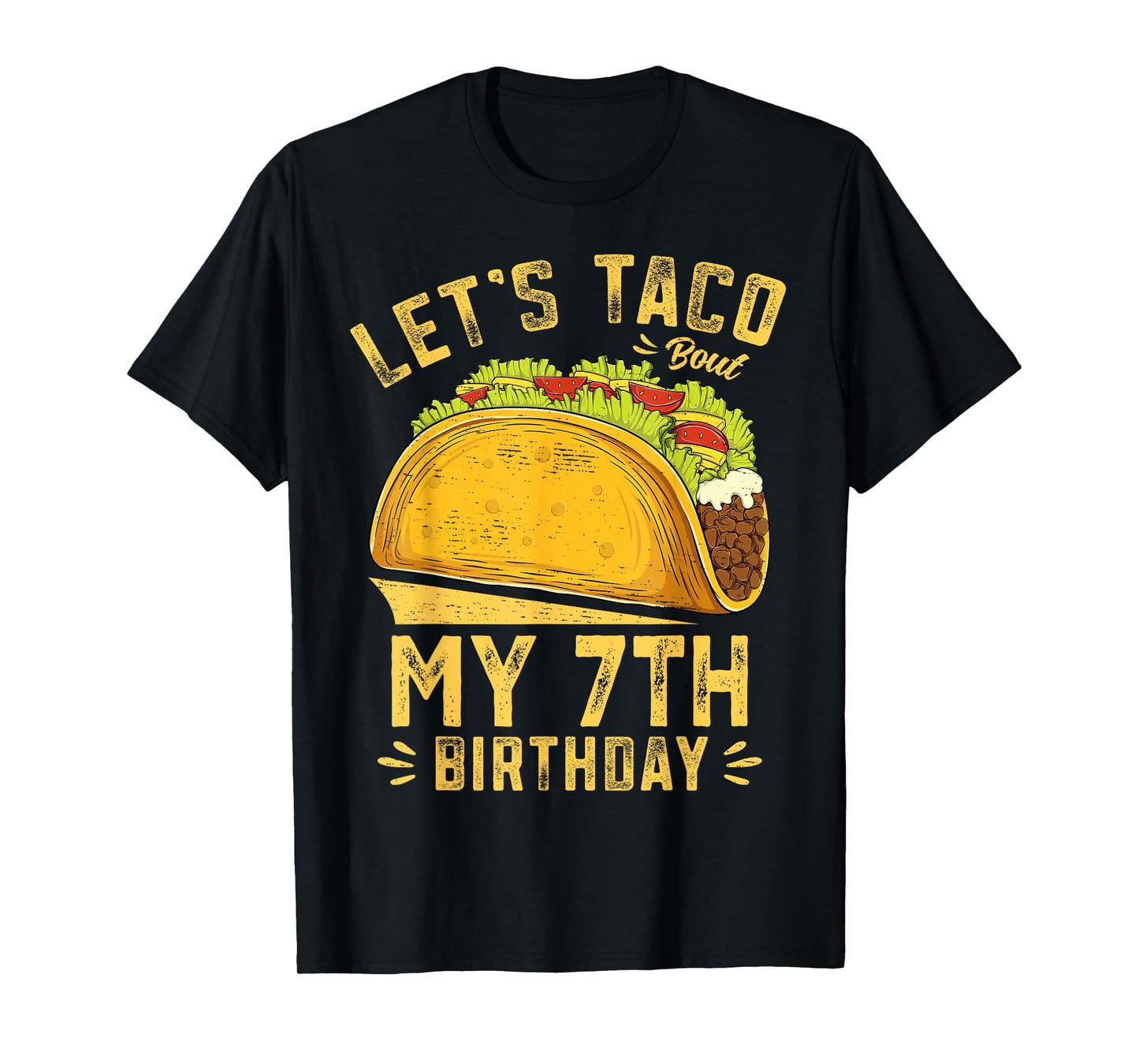 Funny 7 Years Old Let's Taco Bout My 7th Birthday Boys Kids T-Shirt