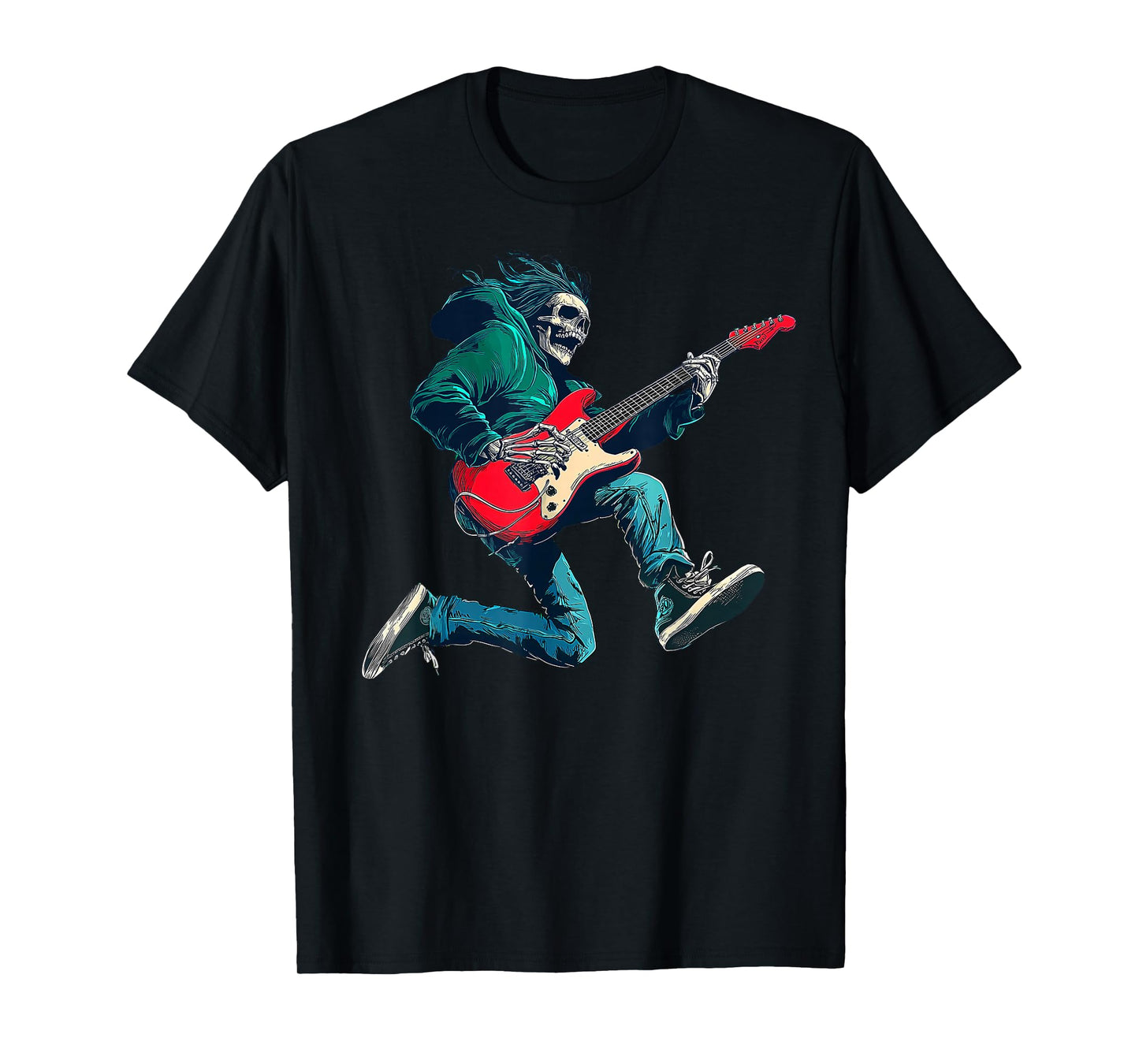 Skull Skeleton Playing Guitar Star Rock & Roll Music Lover T-Shirt