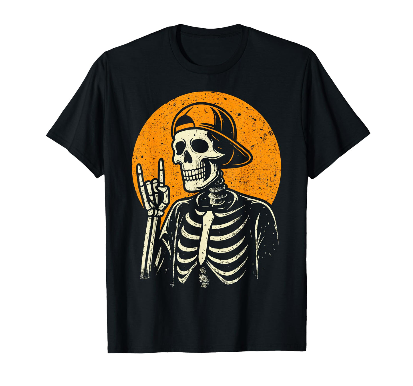 Rocker Skeleton Cap Skater Cool Halloween Punk Rock Men Boys T-Shirt