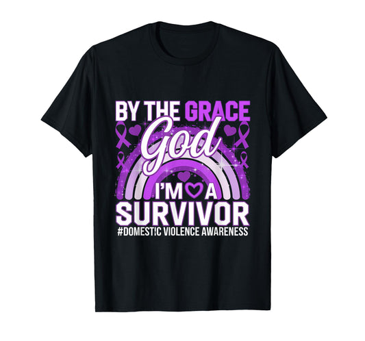 Domestic Violence Awareness I'm A Survivor Purple Ribbon T-Shirt