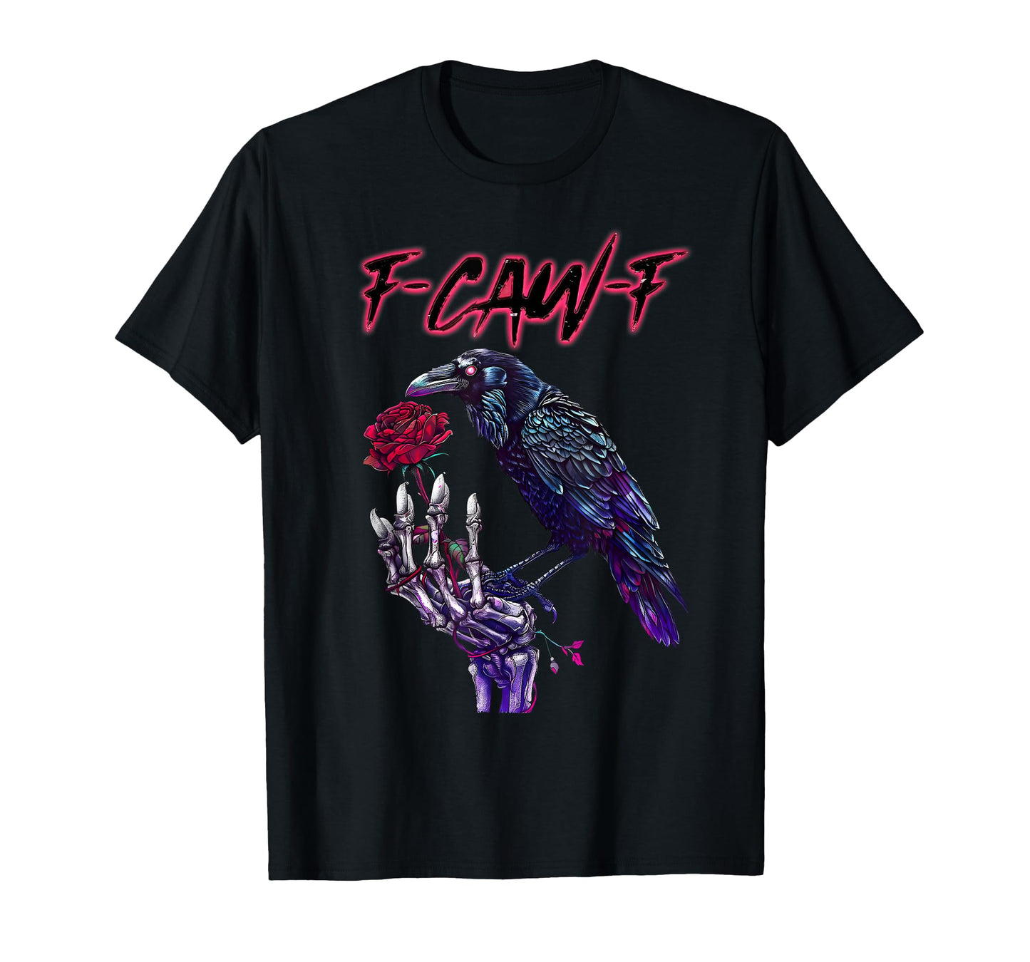 F-Caw-F Funny Raven Black Crow Spooky Season Halloween Retro T-Shirt