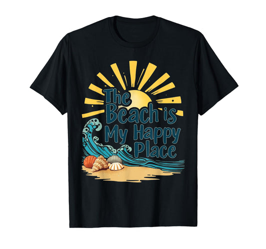 Beach Shirt Women The Beach is My Happy Place Casual Summer T-Shirt