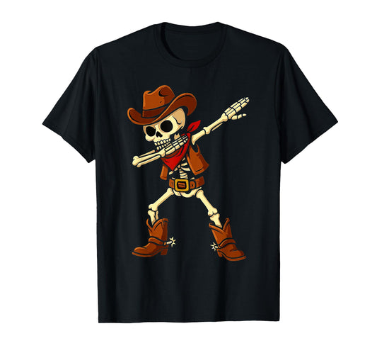 Dabbing Cowboy Western Skeleton Spooky Halloween Costume Men T-Shirt