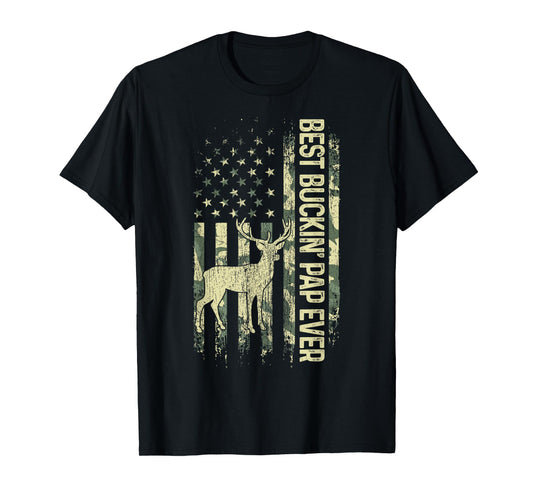 Best Buckin' Pap Ever Camouflage American Flag Father's Day Women Men T-Shirt