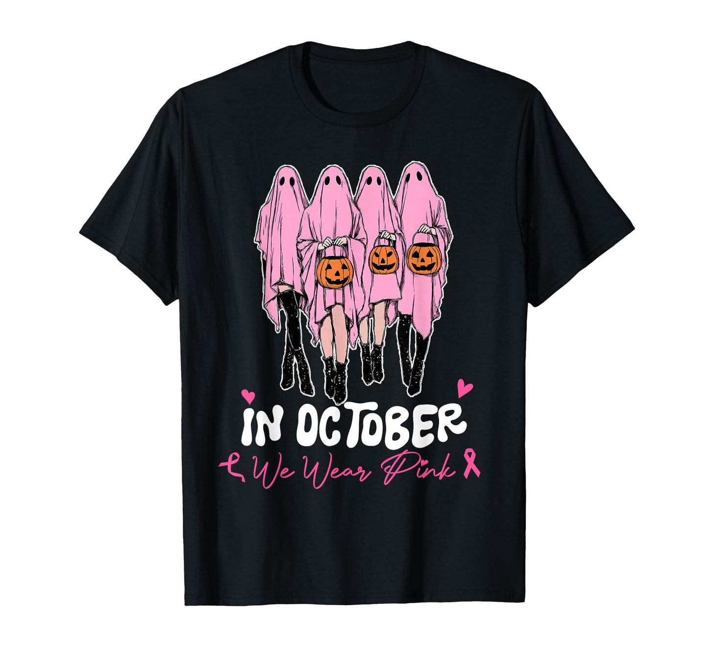 Breast Cancer Women Halloween in October We Wear Pink T-Shirt
