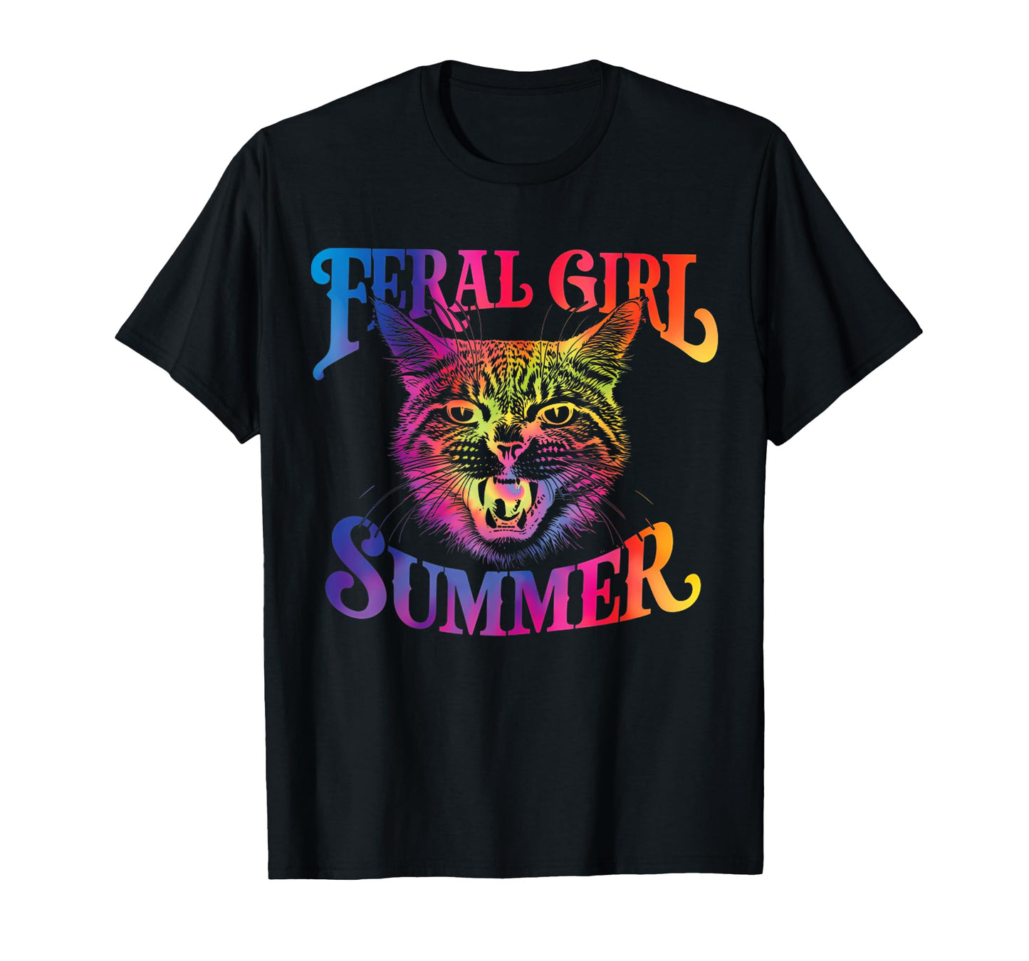 Feral Girl Summer Funny Cat For Summer Vacation T-Shirt