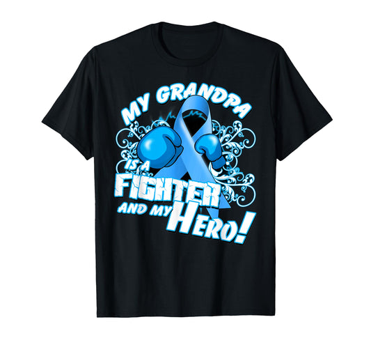 Grandpa Hero Light Blue Prostate Cancer Awareness T-Shirt