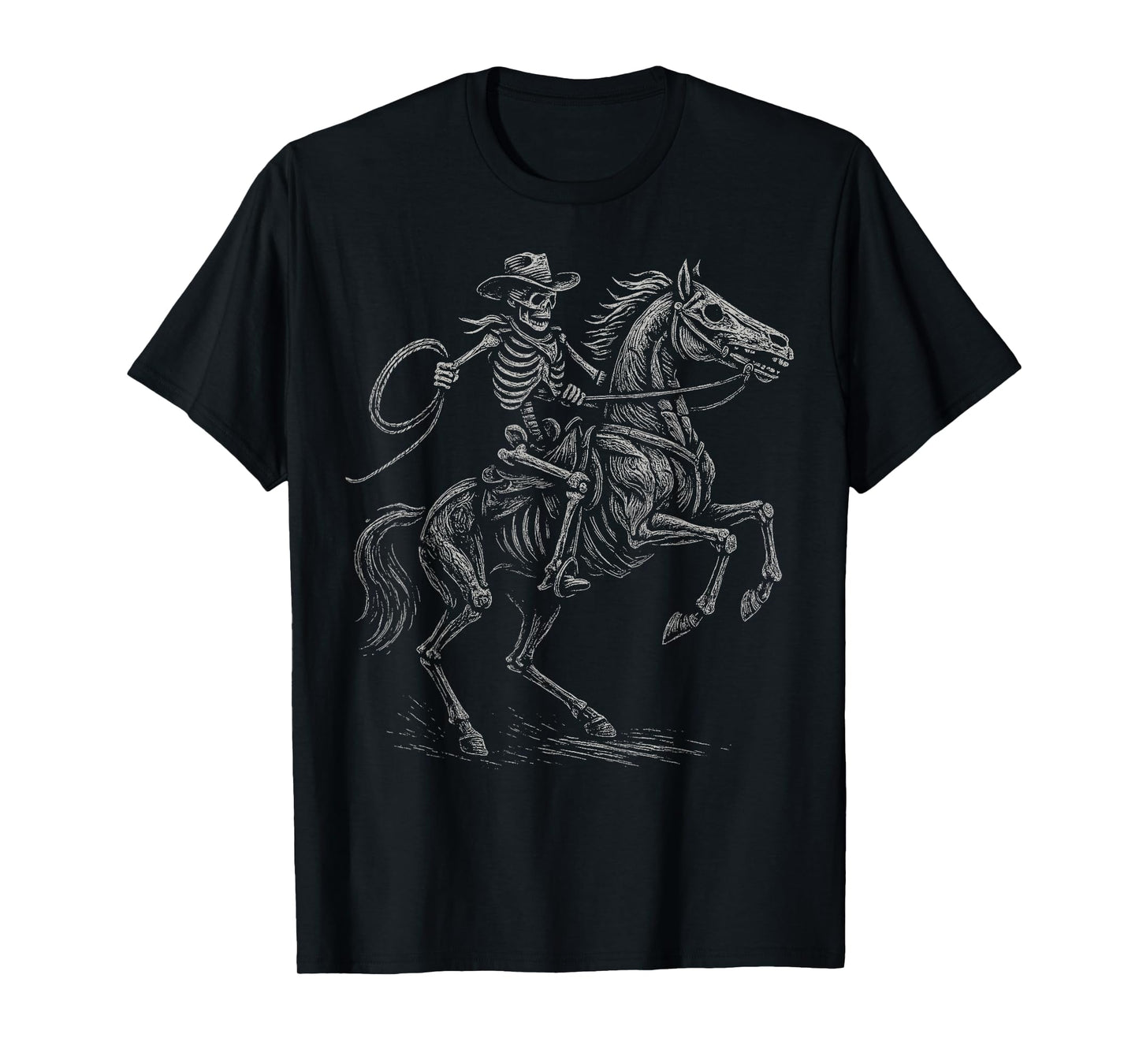 Skeleton Cowboy Horse Western Gothic Halloween Men Kids Boys T-Shirt