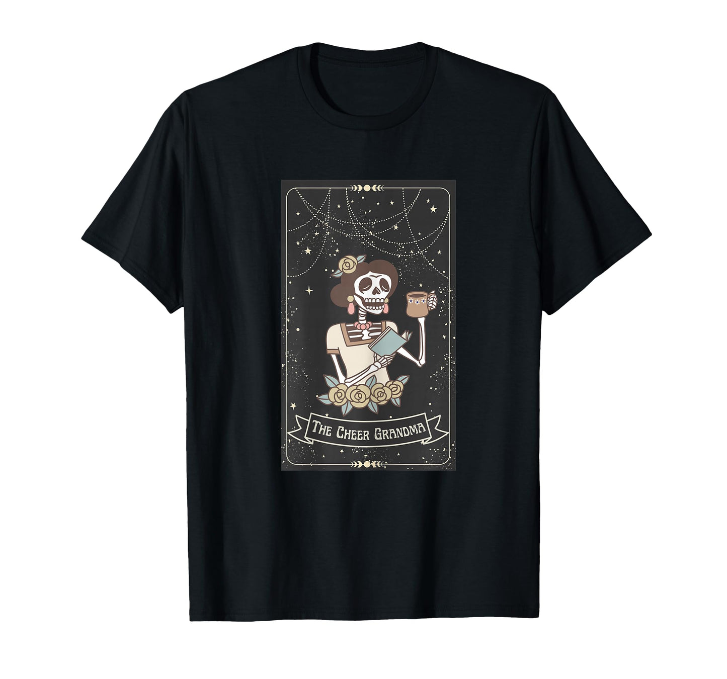 Cheer Grandma Tarot Card Skeleton Cheerleading Grandma T-Shirt