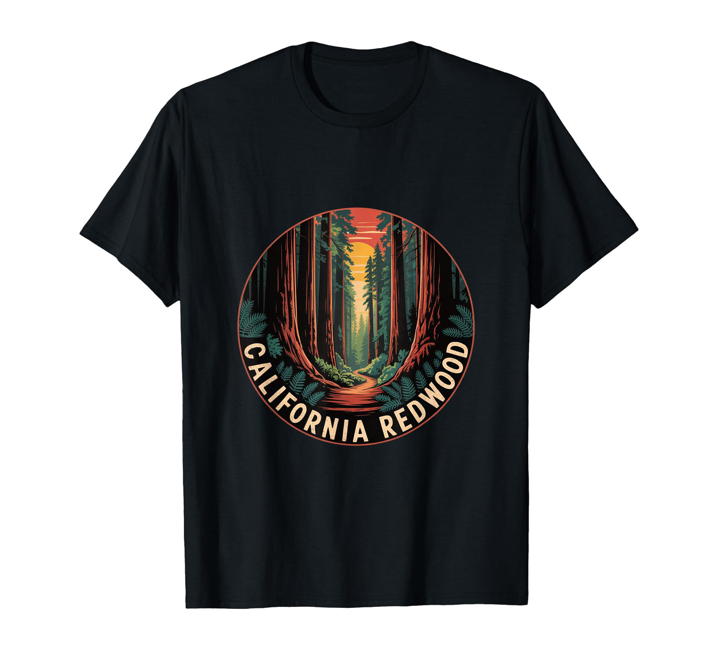 Vintage California Redwood Trees Forest Path T-Shirt