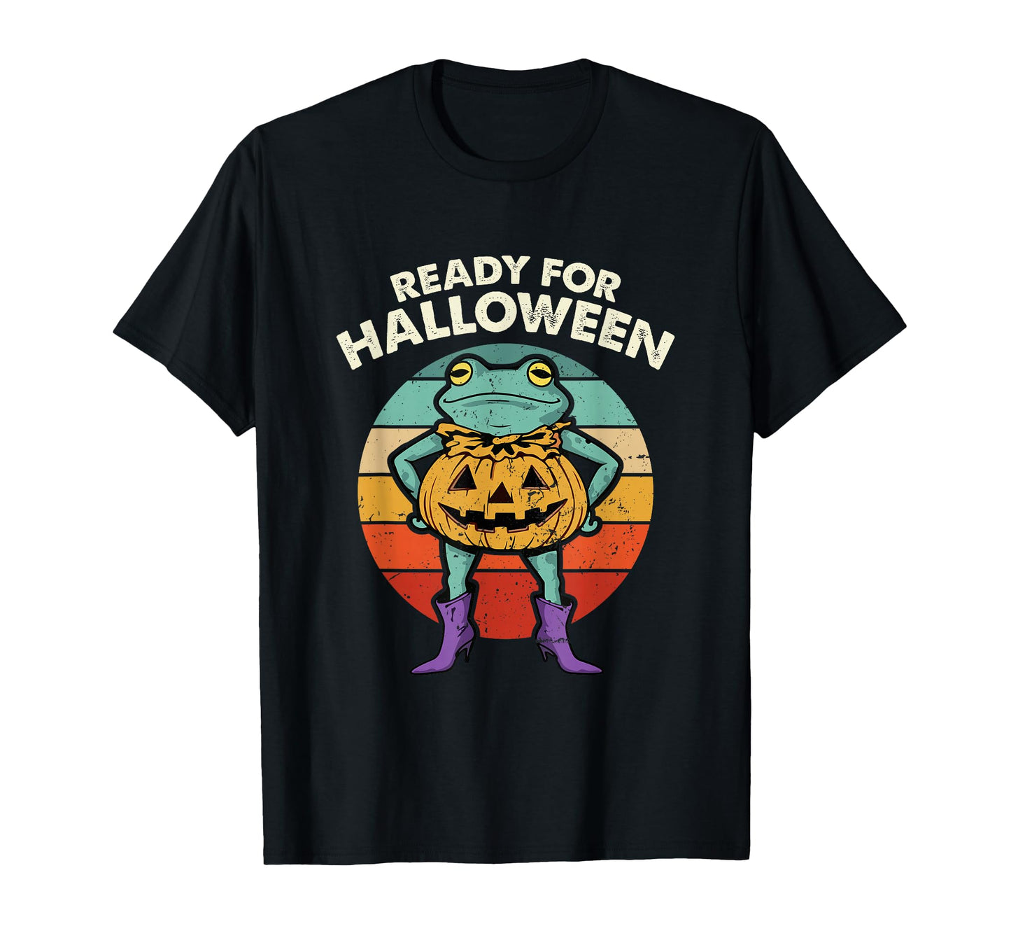 Funny Frog Pumpkin Costume Retro Halloween Spooky Party T-Shirt