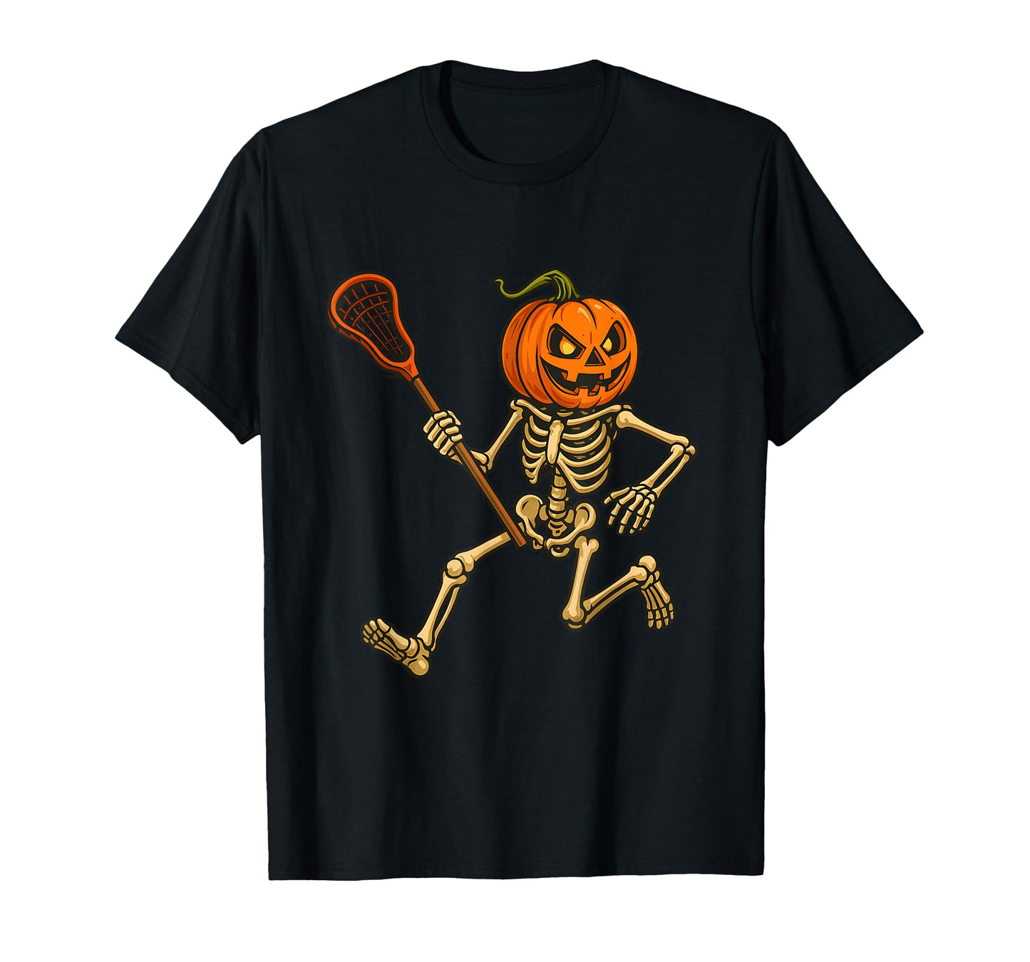 Funny Halloween Skeleton Spooky Running with Pumpkin Head T-Shirt