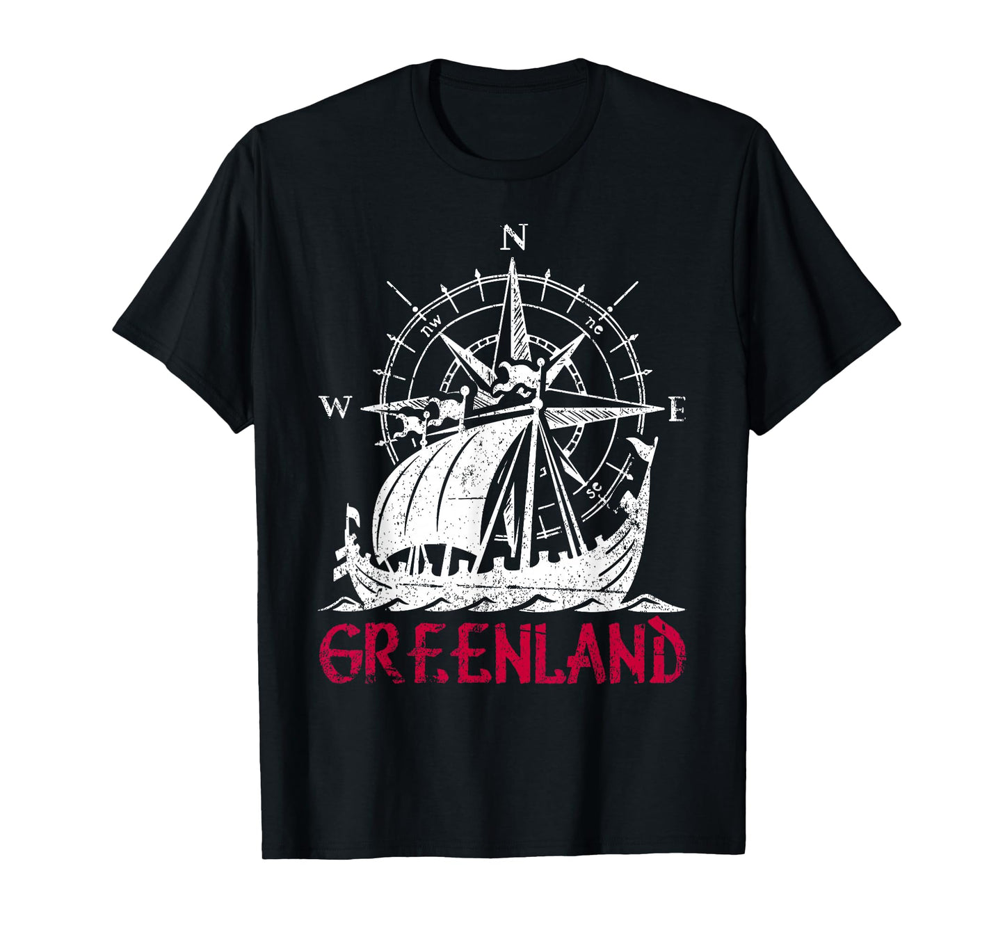 Greenland Viking Ship Compass Travel Souvenir Greenland T-Shirt
