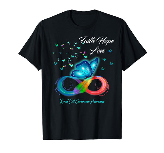 Butterfly Faith Hope Love Renal Cell Carcinoma Awareness T-Shirt