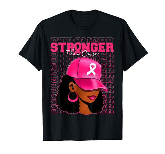 Afro Queen Black Women Stronger Than Breast Cancer Awareness T-Shirt