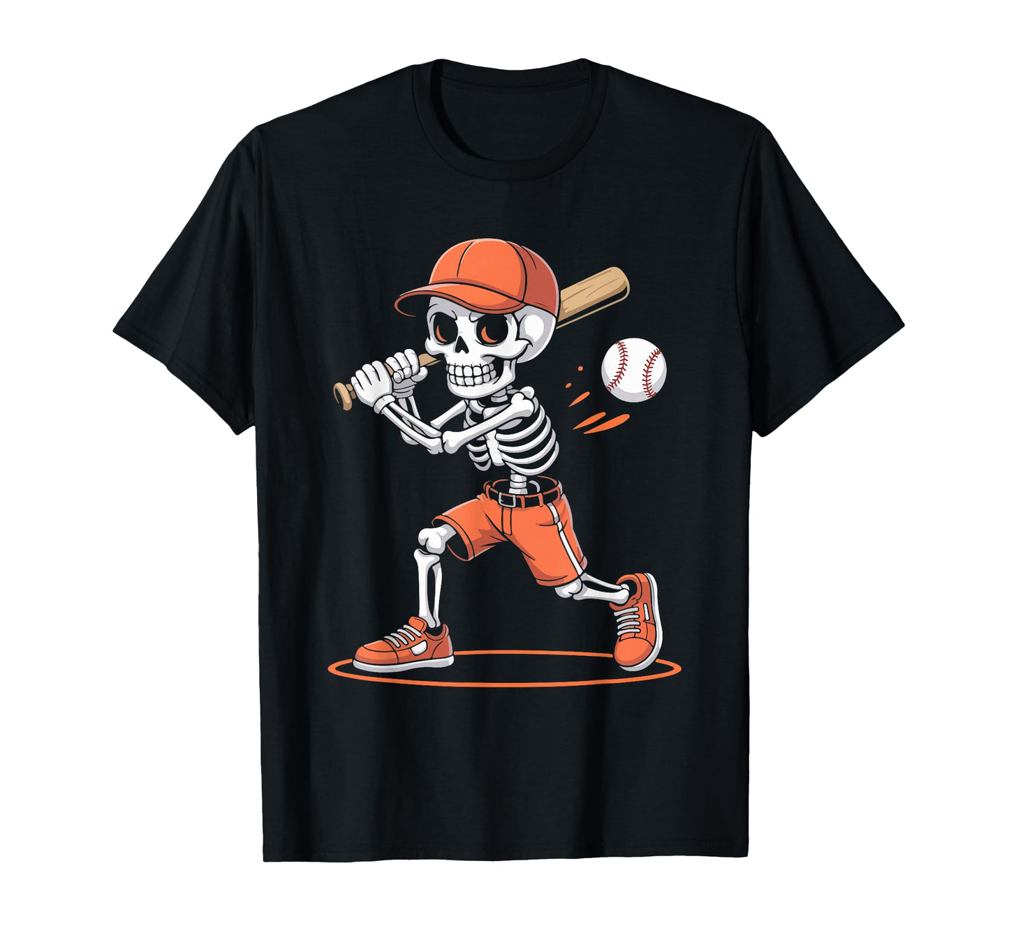 Funny Skeleton Baseball Spooky Sports Halloween Kids Boys T-Shirt