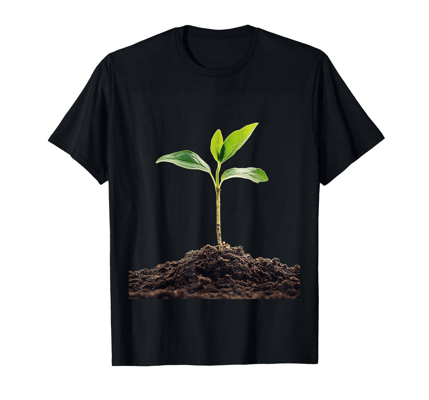 Plant Sprout Against Dark Background Nature T-Shirt