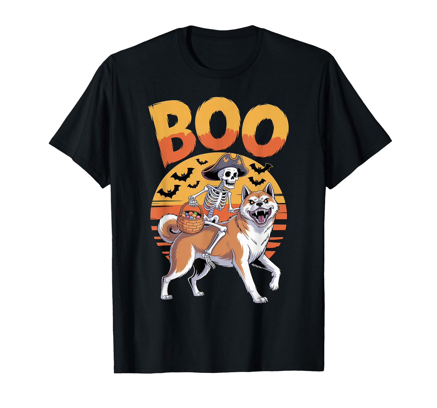 Spooky Akita Costume on Boo Akita Halloween T-Shirt