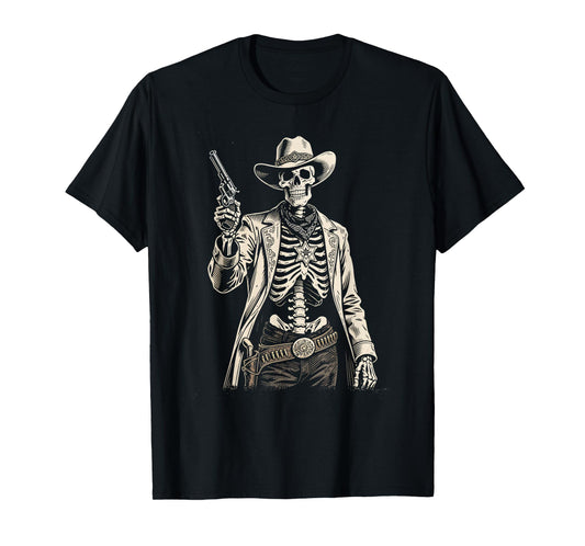 Cowboy Skeleton Western Halloween Aesthetic Men Women Kids T-Shirt