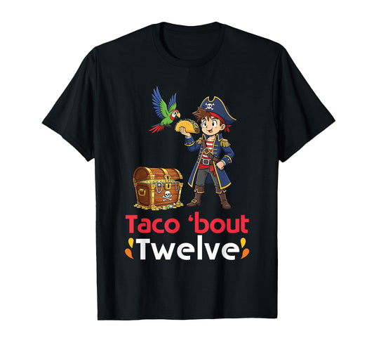 Cute Boy with Tacos Happy Birthday Taco Bout 12 Years Old T-Shirt