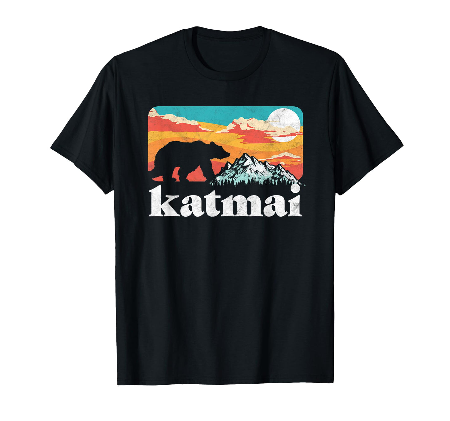 Katmai Alaska Retro Bear & Mountain Vintage 80s Graphic T-Shirt