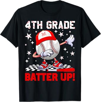 4th Grade Batter Up Baseball First Day Of School Boys Kids T-Shirt