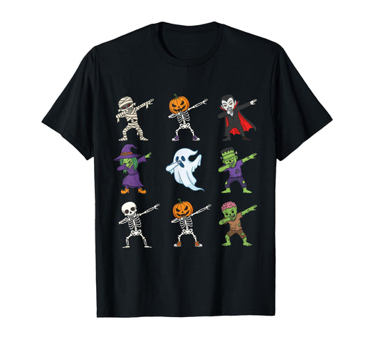 Dabbing Halloween Costumes Skeleton Zombie Pumpkin Mummy T-Shirt
